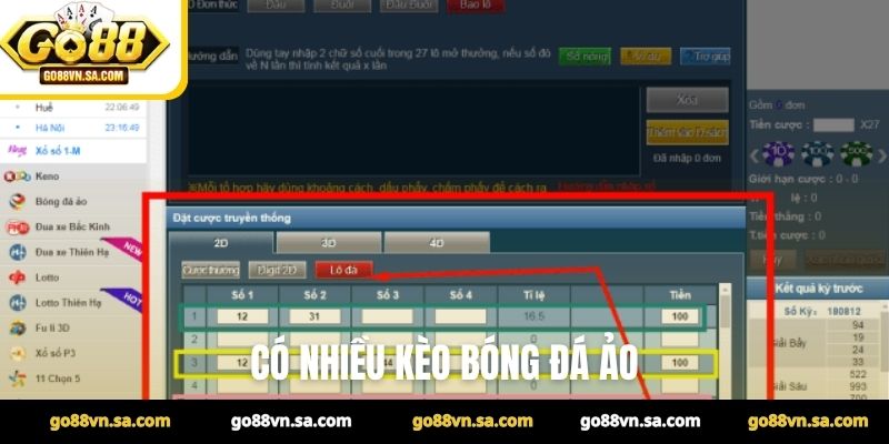 Có nhiều kèo bóng đá ảo